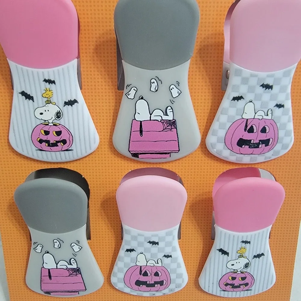 PEANUTS Snoopy Woodstock‎ 6 Pack Magnetic Bag Clips Pink Pumpkins Halloween